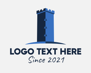 Turret - Blue Castle Tower logo design