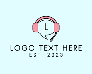 Headphones - Call Center Chat Messaging logo design