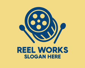 Reel - Cinema Reel Drum logo design