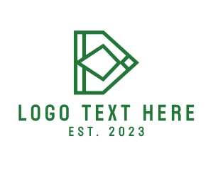 Polygon - Green Geometric Letter D logo design