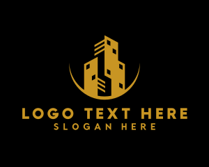 Realtor - Gold High Rise Building logo design