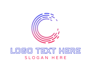 Lines - Gradient Tech Letter C logo design