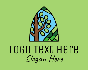 Stained Glass - Nature Tree Mosaic logo design