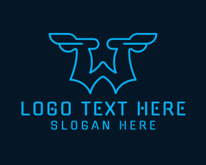 Plane - Modern Business Letter W Outline logo design