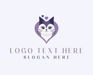 Kitten - Heart Cat Pet Shop logo design