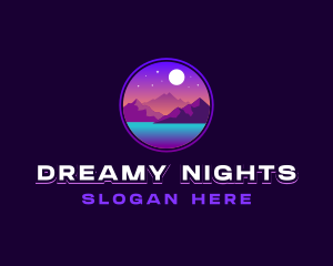 Mountain Night Lake logo design