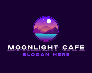 Night - Mountain Night Lake logo design