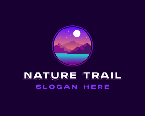 Trail - Mountain Night Lake logo design