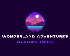 Mountain Night Lake logo design