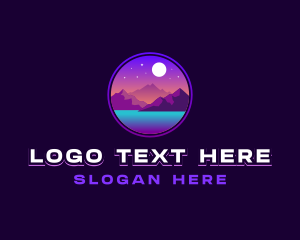 Travel - Mountain Night Lake logo design