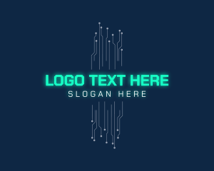 Hacker - Technology Neon Circuit logo design