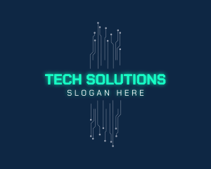 Technological - Technology Neon Circuit logo design