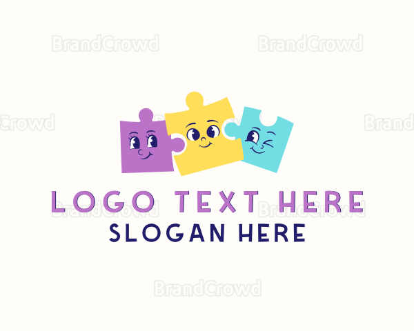 Toy Puzzle Cartoon Logo