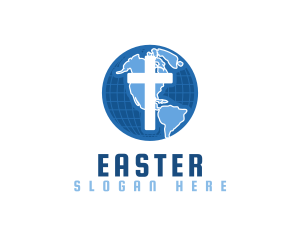 Fellowship - Blue Globe Cross logo design