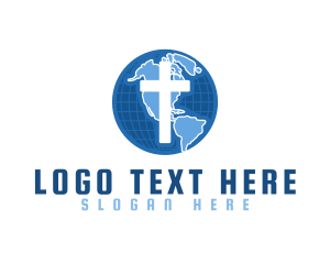 Jesus - Blue Globe Cross logo design