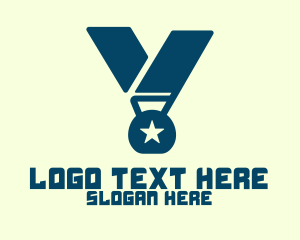 Winning - Medal Letter V logo design