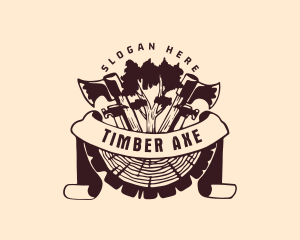 Tree Lumberjack Axe  logo design