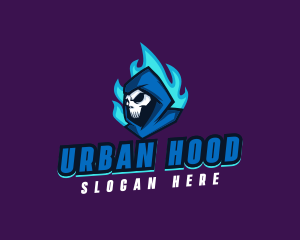 Hood - Fire Hooded Skeleton logo design