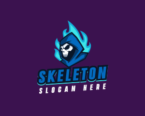 Fire Hooded Skeleton logo design