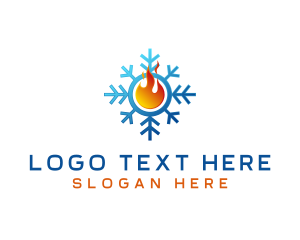 Cold - Snowflake Fire Air Conditioning logo design