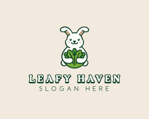 Bunny Vegetable Leaves logo design