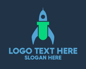 Spaceship - Rocket Test Tube logo design