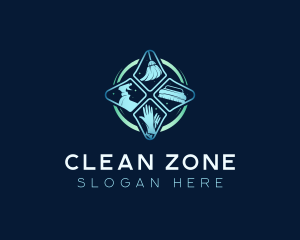 Sanitary Cleaning Housekeeper logo design