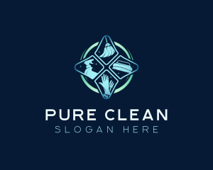 Sanitary Cleaning Housekeeper logo design