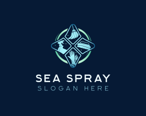 Sanitary Cleaning Housekeeper logo design