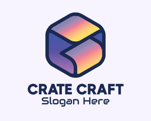 Crate - 3D Gradient Cube logo design