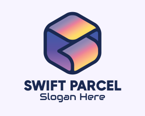 Parcel - 3D Gradient Cube logo design