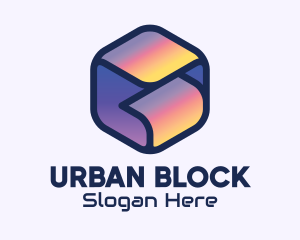 Block - 3D Gradient Cube logo design