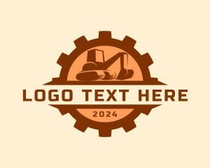 Backhoe - Mining Excavator Cogwheel logo design