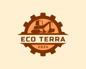 Earthwork - Mining Excavator Cogwheel logo design