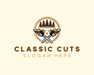 Chainsaw Tree Cutting logo design