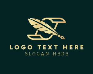 Sign - Feather Pen Quill logo design