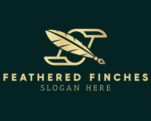 Feather Pen Quill logo design