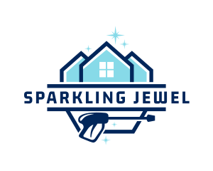 Sparkling House Pressure Washer logo design