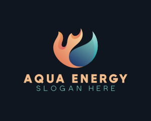 Hydropower - Flame Water Droplet logo design