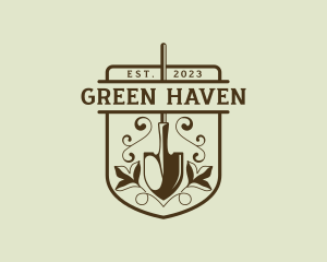 Gardening Shovel Vines logo design