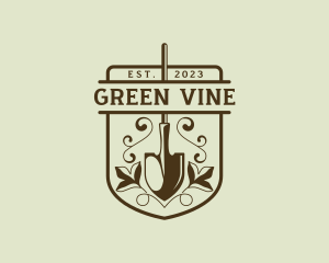 Gardening Shovel Vines logo design