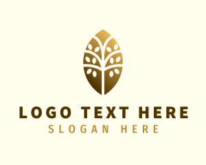Gold - Tree Leaves Agriculture logo design