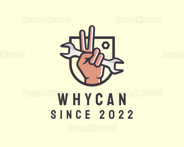 Wrench Repairman Hand Logo