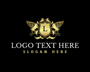 Wealth - Luxury Pegasus Shield logo design