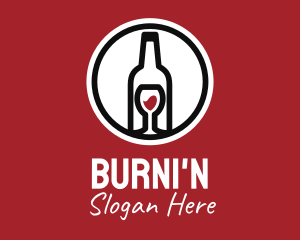 Wine Glass Bottle logo design