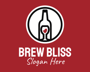 Brew - Wine Glass Bottle logo design