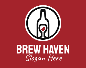 Brew - Wine Glass Bottle logo design