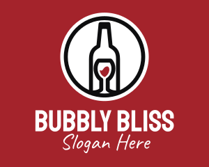 Champagne - Wine Glass Bottle logo design