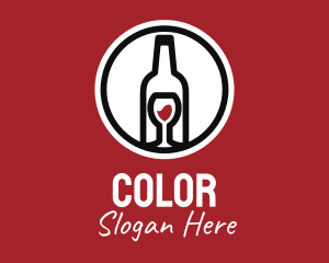 Wine Bottle - Wine Glass Bottle logo design