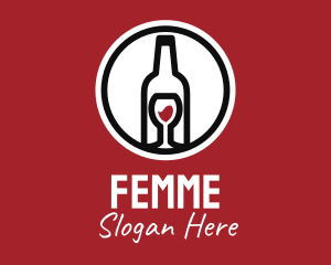 Wine Glass Bottle logo design